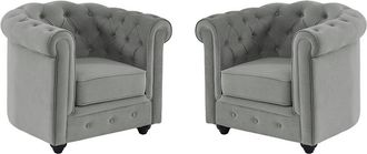Vente-Unique Lotto di 2 poltrone in velluto Grigio chiaro