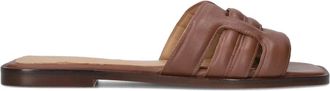 Notre-V Bruin Leren Zomerslippers - Dames - Sandalen - Bruin - 41 EU - Leer - Schoenen