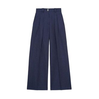 Ines De La Fressange Marl&egrave;ne plooibroek - Dames - Wijde Broeken - Blauw - M - Katoen - Broeken
