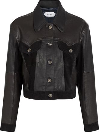 Versace Panelled Leather Jacket - Black - 48 (UK16 / XL)