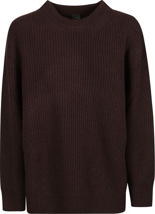 Pinko Ribbed Knit Round Neck Sweater with Relaxed Fit