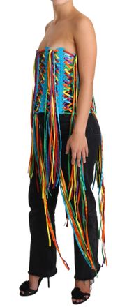 Dolce & Gabbana Womens Multicolor Strings Bustier Polyester Corset Top