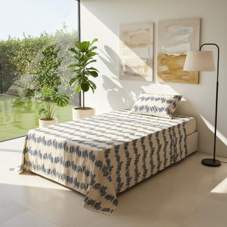 KASANOVA Completo letto 1 piazza e mezza geometrie blu cotone
