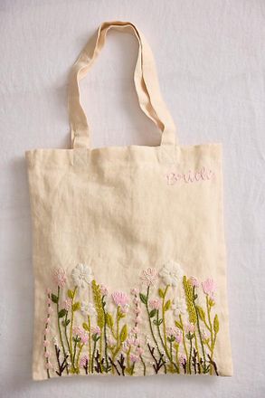 Terrain Embroidered Vines Linen Tote