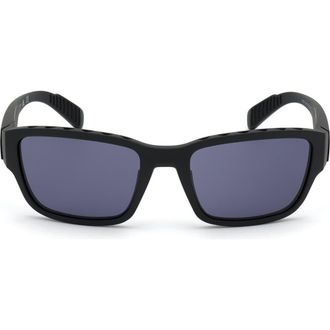 adidas 57mm Rectangular Sunglasses in Black /Smoke Lens Kolor Up Tm at Nordstrom