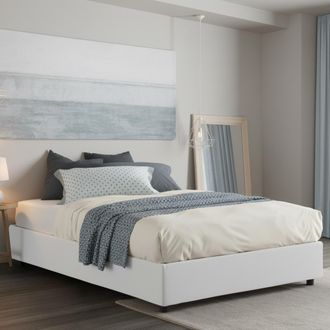 Dmora Dmora - Cama Matrimonial Dgraus, Cama Contenedor Con Revestimiento De Tela, 100% Made In Italy, Apertura Frontal, Adecuado Para Colch&oacute;n Cm 160x200, Bl