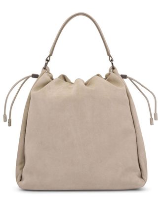 Brunello Cucinelli monili drawstring shoulder bag - women - Suede/Leather/Leather - OS - Neutrals