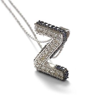 Suzy Levian Sterling Silver Sapphire & Diamond Accent Letter Pendant