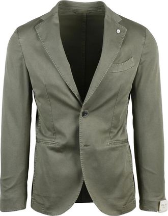 L.B.M. 1911 Sage Green Cotton Elastane Fitted Jacket