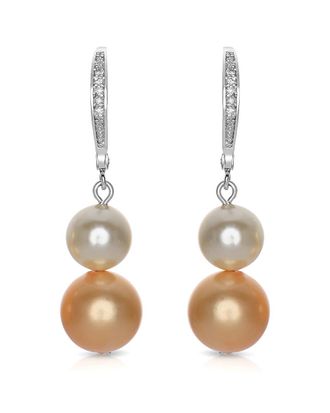 Genevive Silver Pearl & Cz Earrings