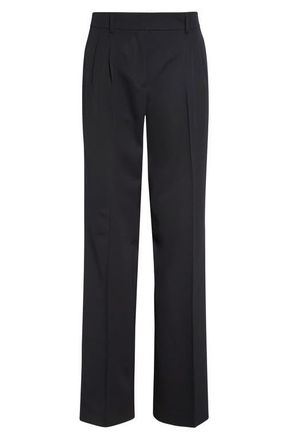 Akris Fabri Pleated Wool Pants in Black at Nordstrom, Size 12