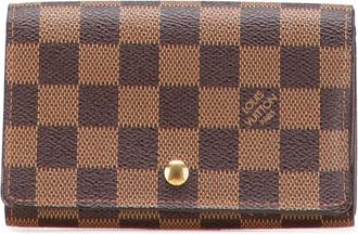 Louis Vuitton Portafoglio Porte Monnaie Tresor piccolo in tela Damier Ebène 2004 - Marrone