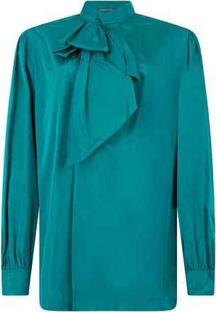 Alberta Ferretti Shirt met Draping - Dames - Overhemden - Blauw - M - Polyester - Overhemden