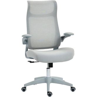 HOMCOM Sedia Ergonomica da Ufficio con Braccioli Regolabili e Poggiatesta Grigio
