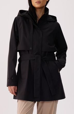 Lole Aliz Water Repellent Short Trench Coat in Black at Nordstrom, Size Xx-Small