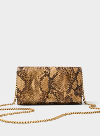 Lauren Ralph Lauren Womens Gold-chain snakeskin-pattern mini shoulder bag
