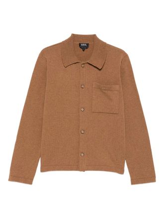 A.P.C. buttoned patch-pocket cardigan - Brown