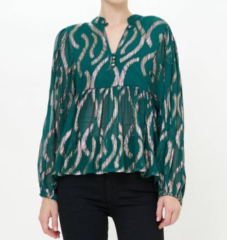 Oliphant Mandarin Balloon Top In Borealis Jade