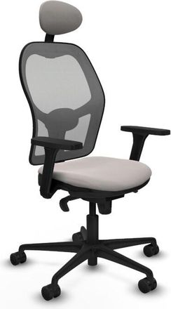 Piqueras y Crespo Piqueras Y Crespo - Jorquera Sincro Malla Gris Similpiel Blanco Brazos 3d Base Nailon Cabecero Fijo Ruedas 65mm Nailon