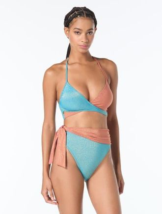 Vince Camuto Wrap Front Bra Swim Top in Zenith at Nordstrom, Size X-Small