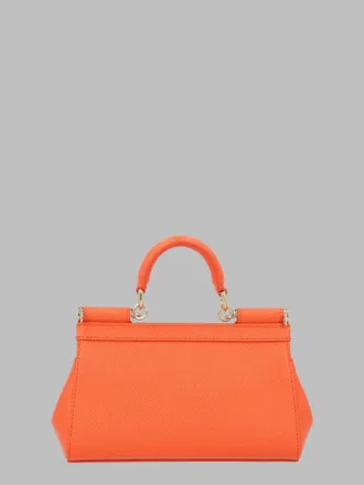 Dolce & Gabbana Womens Handbag Sicily Mini Orange Leather Handbags Hand Bags