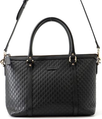 Gucci Black Leather Handbag Shoulder Bag Tote Bag (Pre-Owned)