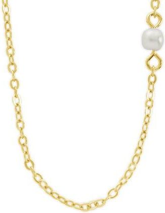 Sterling Forever Ilona Cultured Pearl Station Chain Necklace in Gold at Nordstrom Rack