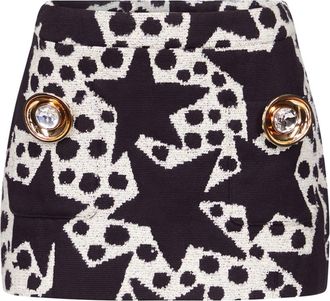 Area Crystal Medallion jacquard miniskirt - women - Cotton/Virgin Wool/Polyamide/Viscose - 2 - Black