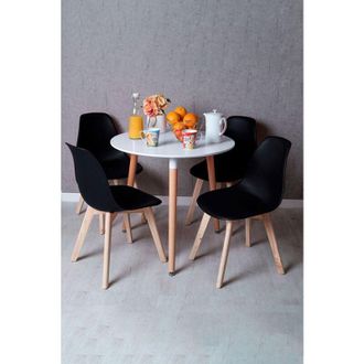 Regalos Miguel Regalos Miguel - Descuento Extra - Conjunto Mesa Tower Redonda 80 Cm Blanca Y Pack 4 Sillas Kelen - Negro