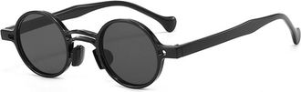 Generic Small Frame Round Mens Sunglasses Outdoor Commuter Women Vacation(Black)