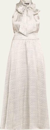 Kiton Long Printed Silk Sleeveless Dress with Scarf