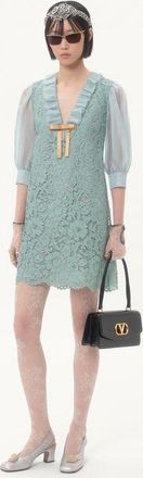 Valentino Abito Corto In Heavy Lace Donna AZZURRO 36