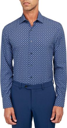 W.R.K Sketch Floral Performance Dress Shirt in Navy at Nordstrom Rack, Size 15.5