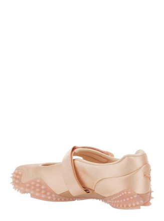Puma Womens Pink Flats With Tread Sole And Logo Textile Ballerina Shoes