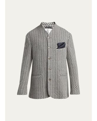 Giorgio Armani Mens Geometric Wool and Cashmere Jacquard Blazer