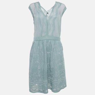 M Missoni Blue Sea Shell Lurex Knit Short Skirt