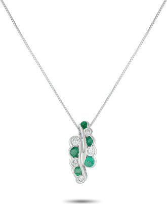 Luxury Bazaar Platinum 0.53ct Diamond and Emerald Necklace MF29-082125