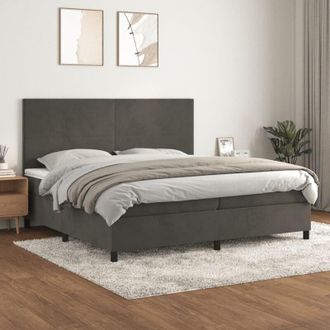 vidaXL Vidaxl - Cama Box Spring Con Colch&oacute;n Terciopelo Gris Oscuro 200x200 Cm