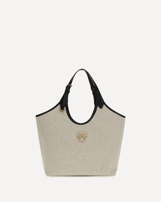 Versace Tote Fabric Calf Leather Female UNI