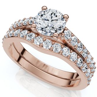 Pompeii3 1Ct Jessi Diamond Engagement Wedding Ring Set 14k Gold Lab Grown