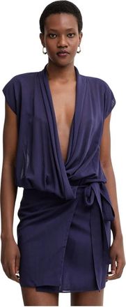 Pinko Wikkeljurk - Dames - Korte kleedjes - Paars - XS - Katoen - Kleedjes
