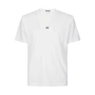 C.P. Company T-Shirts, male, White, Size: 2XL Logo T-Shirt