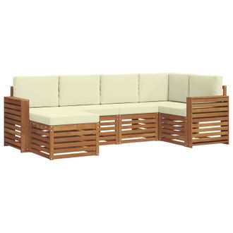 vidaXL Conjunto De Sof&aacute; Seccional Con Coj&iacute;n 6 Pcs Natural Y Crema Vidaxl