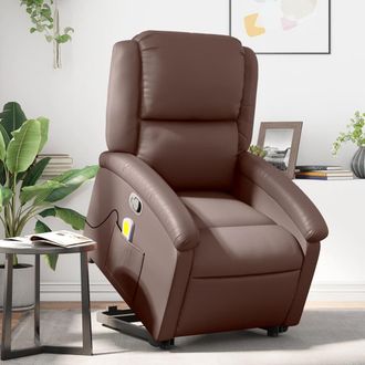 vidaXL Vidaxl - Sill&oacute;n Reclinable De Masaje De Pie De Cuero Sint&eacute;tico Marr&oacute;n