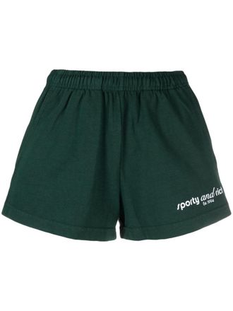 Sporty & Rich logo-print track shorts - women - Cotton - L - Green