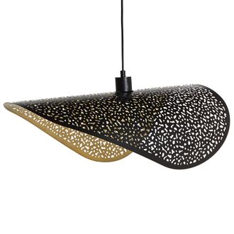 Beliani L&aacute;mpara Colgante Iluminaci&oacute;n Metal Hierro Tono Negro Mahi
