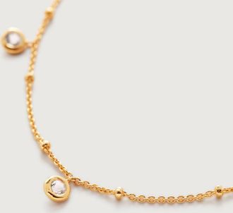 Monica Vinader Gold Mini Gemstone Chain Necklace White Topaz