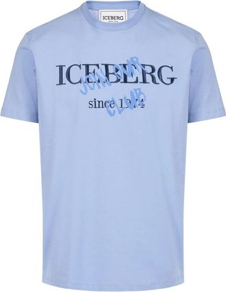 Iceberg Slim-fit Katoenen Jersey T-shirt - Heren - T-shirts - Blauw - L - Katoen - Tops