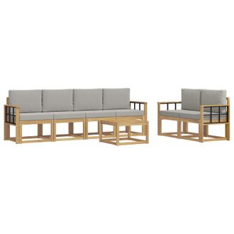 vidaXL Conjunto De Sof&aacute;s De Exterior 7 Pcs Blanco Y Gris Claro Vidaxl