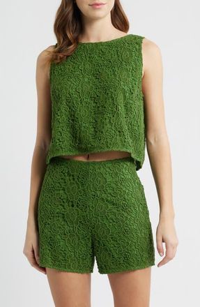 Cleobella Adrienne Floral Guipure Lace Sleeveless Top in Garden Green at Nordstrom, Size X-Small